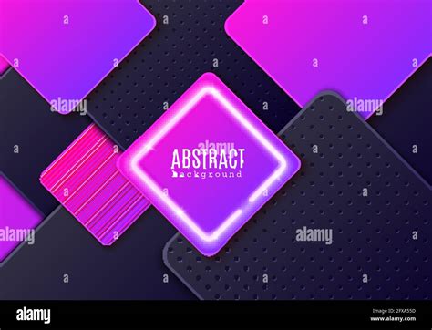Abstract horizontal background with dark grey and neon gradient layered rhombus. Glowing vector ...