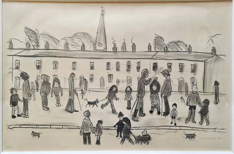 L.S.Lowry, Lowry,street full of people, print, lithograph