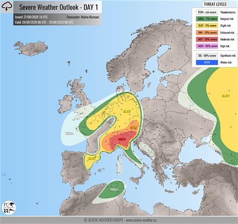 Weather Forecast for Europe - Severe Weather Outlook - Aug 28th, 2020