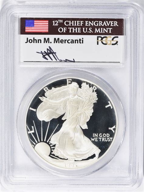 1995-W $1 Silver Eagle PCGS Proof-70 DCAM (Mercanti Signed Label ...