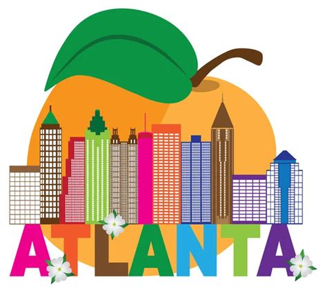 Atlanta Georgia Night Skyline Inside Peach Illustration Stock Vector ...