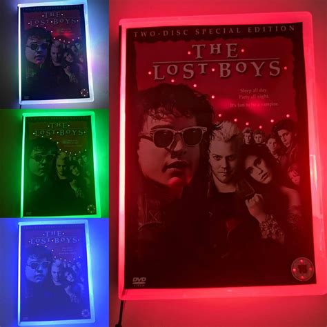 Upcycled-Tablelamp-The Lost Boys-Multicolor Neon Dvd-Horror Decor-Vampires-Horror Movies ...