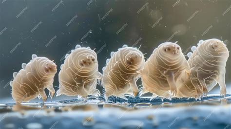 Premium Photo | A group of tardigrades can be seen under a microscope appearing as tiny ...