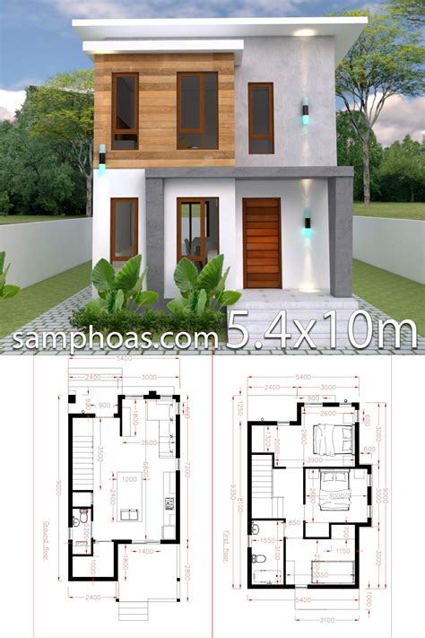 Small Home design Plan 5.4x10m with 3 Bedroom – SamPhoas Plan | Small house design plans, House ...