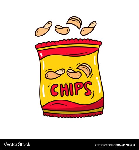 Bag of chips in cute cartoon style Royalty Free Vector Image