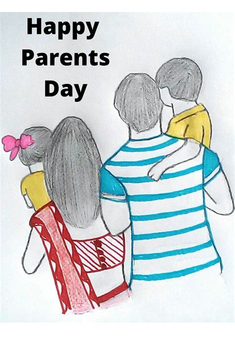 Draw Easy Parents Day Drawing With Pencil | Global Day Of Parents | My Parents Drawing. Global ...