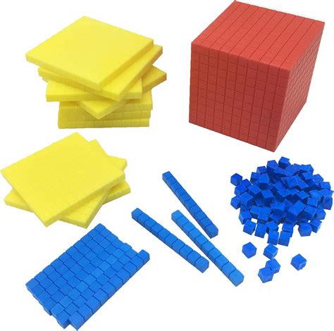 Amazon.com: Oaklaw Base Ten Blocks for Early Math, Educational Counting Toy-Math Cubes in ...