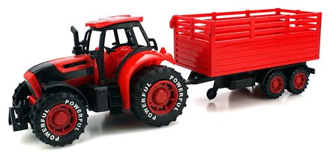 Power Farm Tractor Trailer Children's Kid's Friction Powered Toy Truck Playset (Red) - Walmart.com