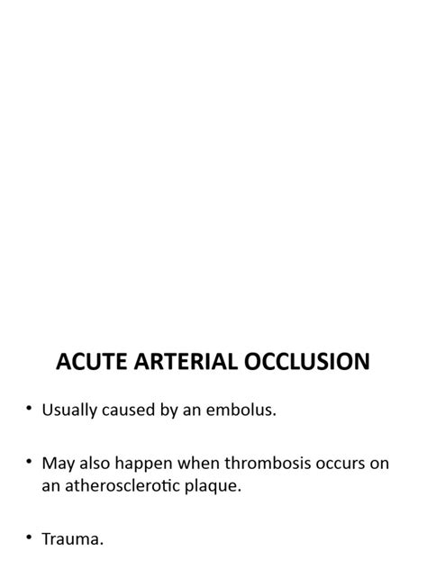 Acute Arterial Occlusion and Other Arterial Diseases 2 | PDF | Ischemia ...