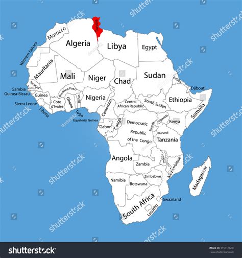 Tunisia Vector Map Silhouette Isolated On: vector de stock (libre de regalías) 315915668 ...