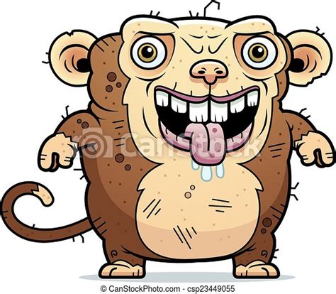 Clipart Vector of Ugly Monkey Standing - A cartoon illustration of an ugly... csp23449055 ...