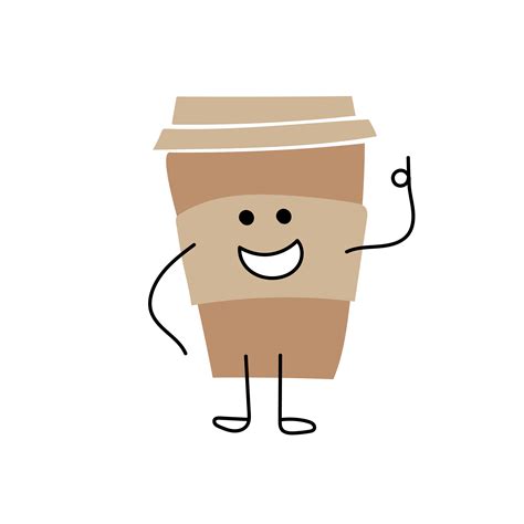 Cartoon coffee cup. Take away coffee. Happy cup of coffee. Vector 5476447 Vector Art at Vecteezy