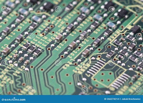 Computer Green Circuit Board Macro Shot Stock Photo - Image of component, semiconductor: 266274214