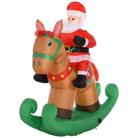 The Holiday Aisle® Santa Claus Riding Rocking Horse Christmas Inflatable & Reviews | Wayfair