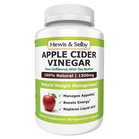 Apple Cider Vinegar 1500mg Capsules - Hewis And Selby Supplements