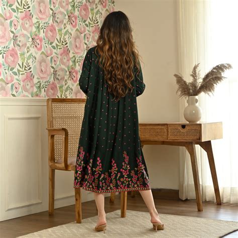 Emerald Green Floral Fit & Flare Dress – Rustorange