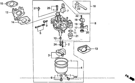 Honda Engines GX270 VDE ENGINE, JPN, VIN# GCAB-1000001 Parts Diagram for CARBURETOR