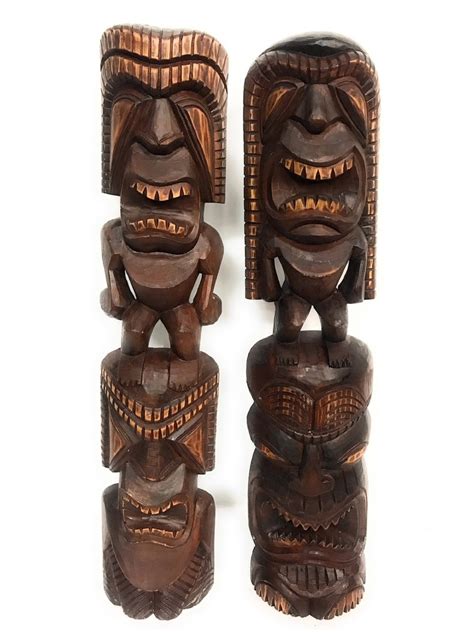 Tiki Statue Set of 2 40 Tiki Statue Vintage Look Tiki - Etsy