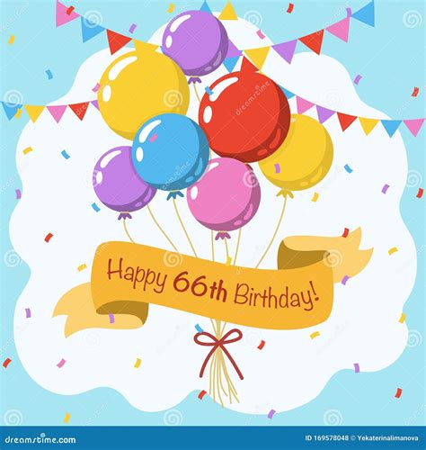 Happy 66th Birthday, Colorful Vector Illustration Greeting Card Stock Vector - Illustration of ...