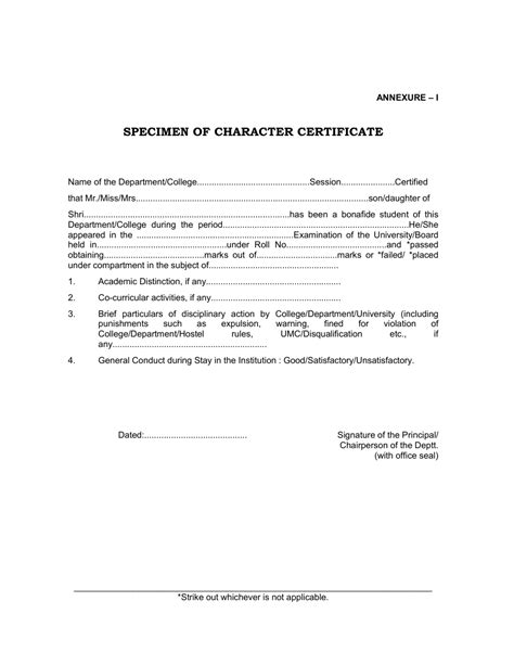 Specimen of Character Certificate Template Download Printable PDF ...