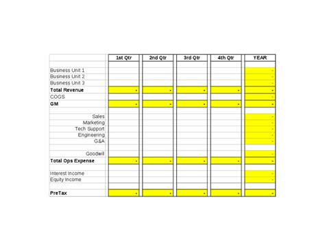 Google Sheets Income Statement Template