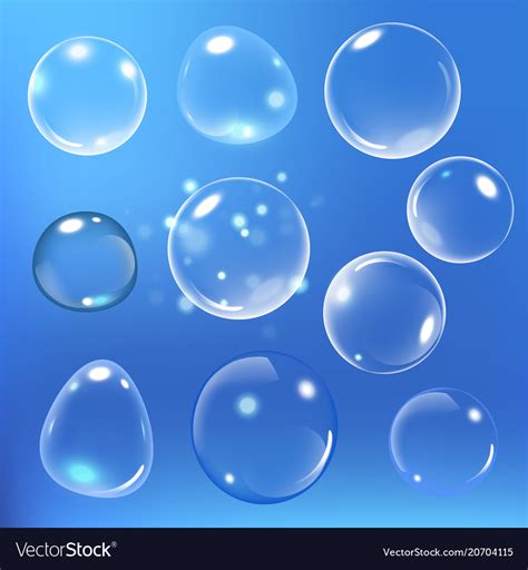 Realistic soap bubble on blue background Vector Image