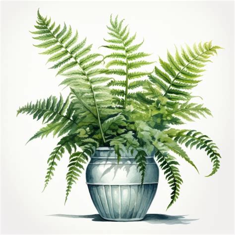 Premium AI Image | Highly Detailed Fern In A Vase Watercolor Clipart