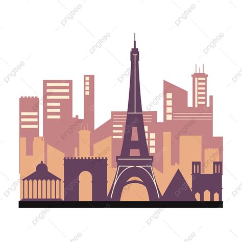 Paris City Skyline Silhouette Transparent Background, Silhouette Paris City Skyline, Paris ...
