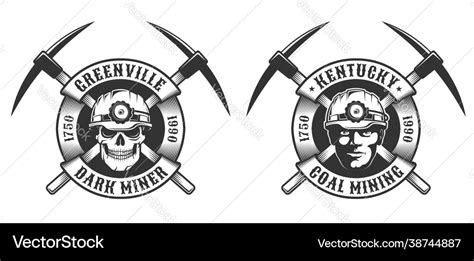 Coal miner vintage logo Royalty Free Vector Image