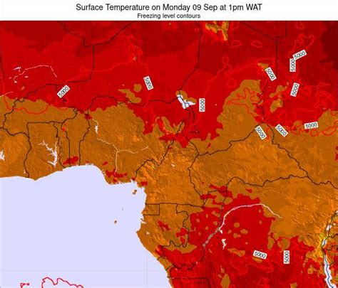 Equatorial Guinea Surface Temperature on Saturday 09 Jan at 7am WAT