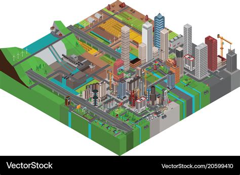 Isometric city Royalty Free Vector Image - VectorStock