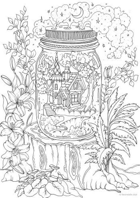 House in a Jar - Printable Adult Coloring Page from Favoreads (Coloring book pages for adults ...