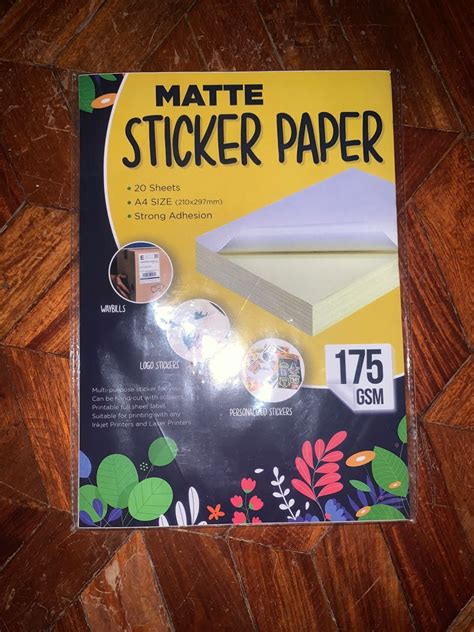 A4 MATTE STICKER PAPER - 20 SHEETS, Hobbies & Toys, Stationary & Craft, Stationery & School ...