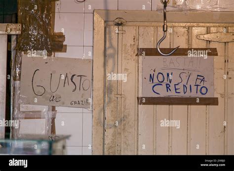 PALERMO, ITALY - October 14, 2009: Fresh fish, seafood, vegetables and fruit at a Vucciria ...