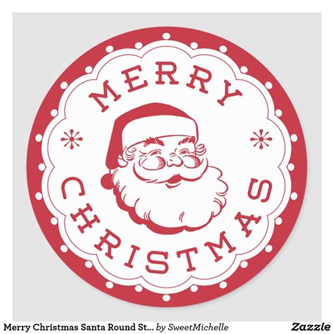 Merry Christmas Santa Round Sticker | Zazzle | Christmas stickers ...