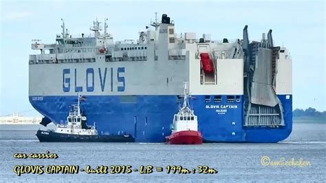 car carrier GLOVIS CAPTAIN V7KI4 IMO 9707015 Emden with 3 tugs and pilot Autotransporter - YouTube