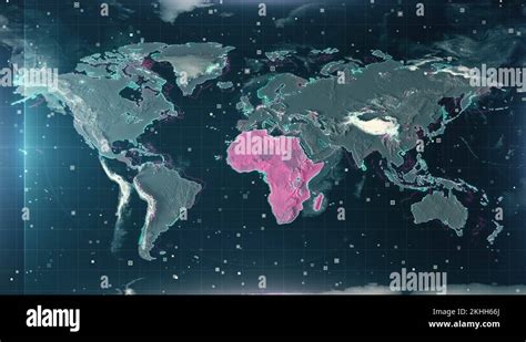 Scanning Textured Illuminated Red Africa Map Stock Video Footage - Alamy