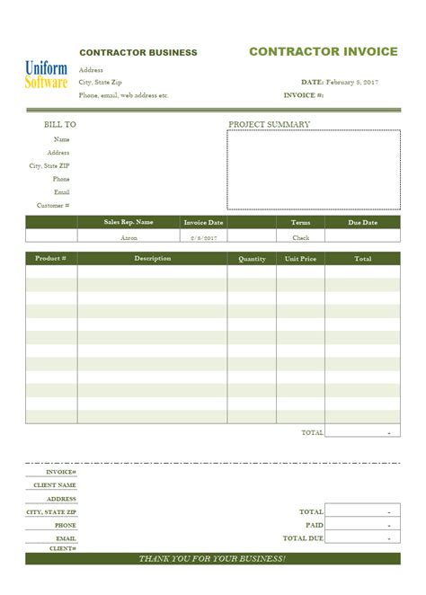 Contractor Invoices with Remittance-slip