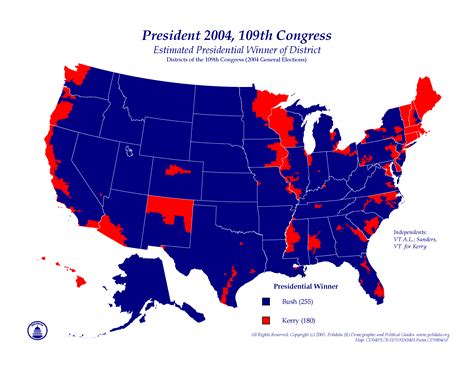 POLIDATA &REG ELECTION MAPS-PRESIDENTIAL RESULTS BY CONGRESSIONAL DISTRICTS-2004