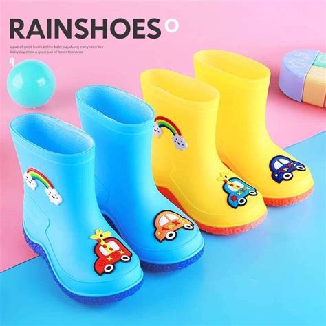 3-7 Years Girls Rain Boot Fashion Rainboots Kids Long Tube Water Shoes PVC Soft Children's Shoes ...