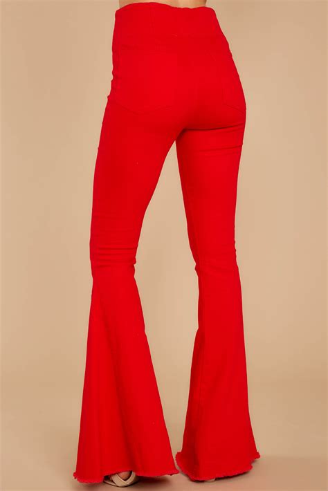 Sexy Red Flare Leg Jeans - Cute Denim Bell Bottoms - Pants - $62.00 ...