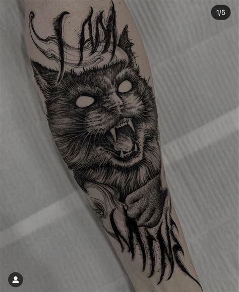 Evil cat tattoo | Scary tattoos, Creepy tattoos, Blackwork tattoo