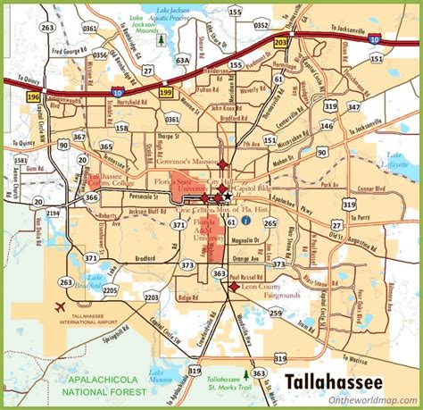 Tallahassee Road Map - Ontheworldmap.com