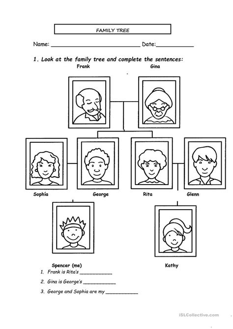 FAMILY TREE worksheet - Free ESL printable worksheets made by teachers ...