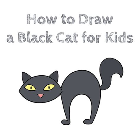 How to Draw a Black Cat for Kids - How to Draw Easy