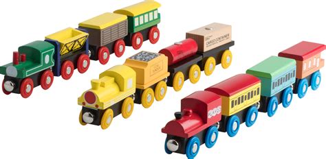 Play22 Wooden Train Set 12 PCS - Train Toys Magnetic Set Includes 3 ...