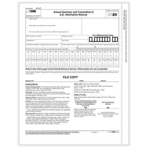 1096 Laser Transmittal | IRS Approved 1096 Tax Form | Formstax