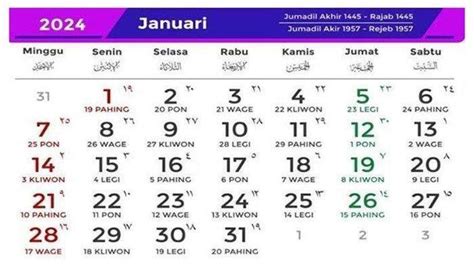 Kalender Islam Bulan Rajab 2024, Lengkap dengan Penanggalan Jawa ...