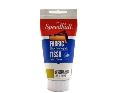 SPEEDBALL INC SPEEDBALL FABRIC BLOCK PRINTING INK METALLIC GOLD 2.5OZ - Colours Artist Supplies