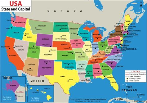 US States and Capitals Map | States and capitals, United states map, Us ...